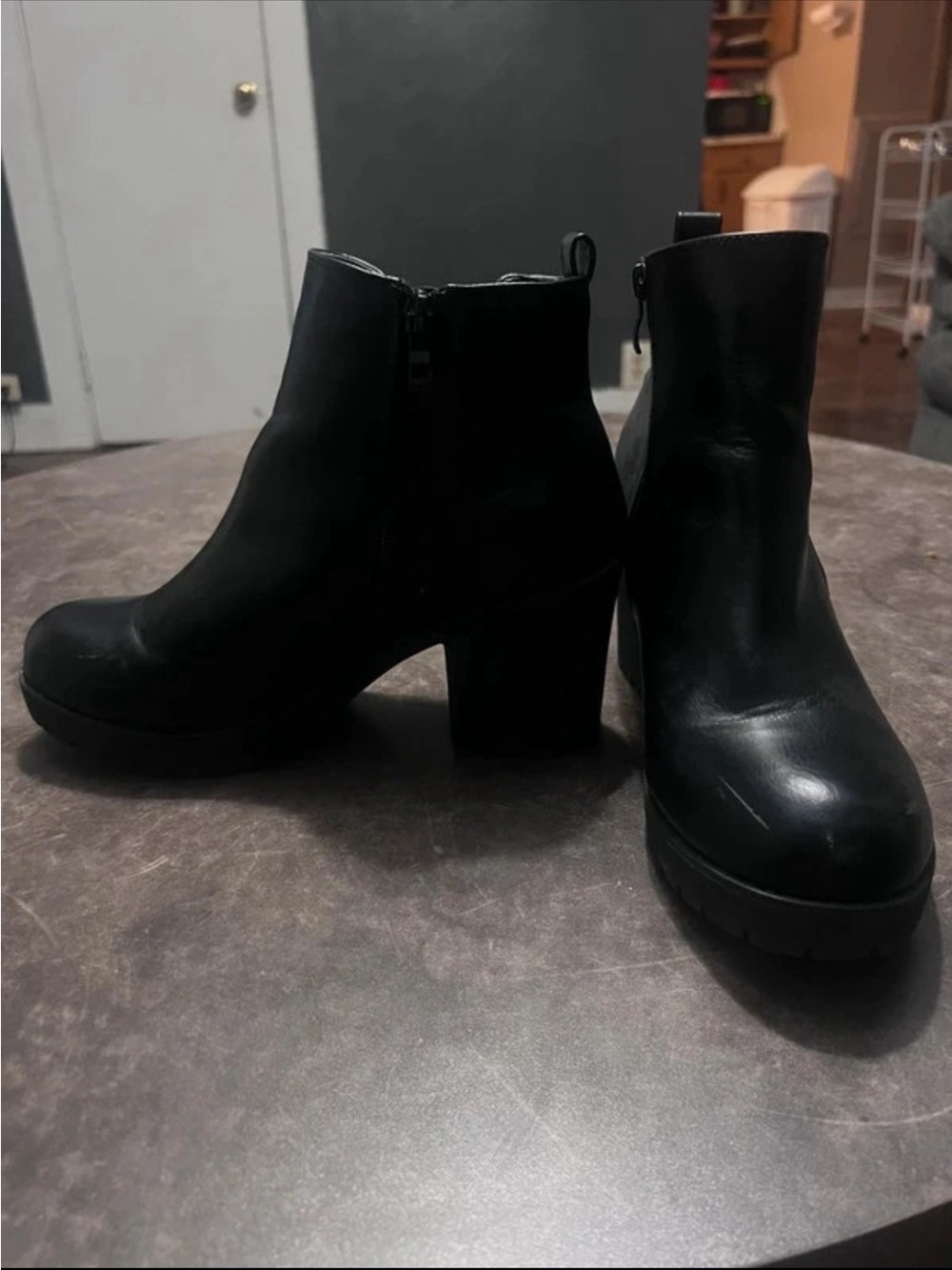 Refresh Black Platform Ankle Booties with Chunky Heel